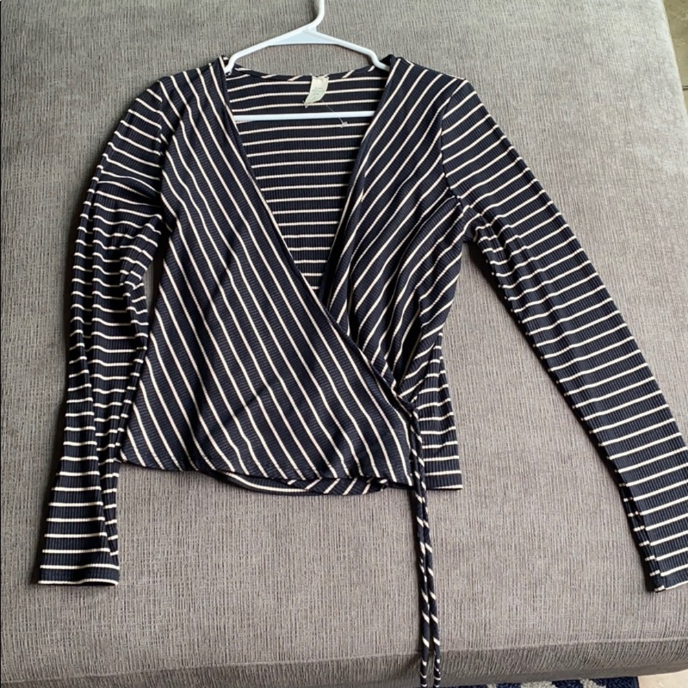 Lazy Sunday Black and Tan Stripped Long Sleeve